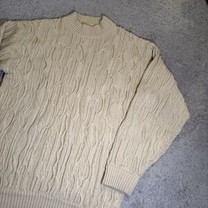 Coogi Style Pullover 3D Knit Beige Sweater Soft Mock Neck 2XL Acrylic Men Fits L